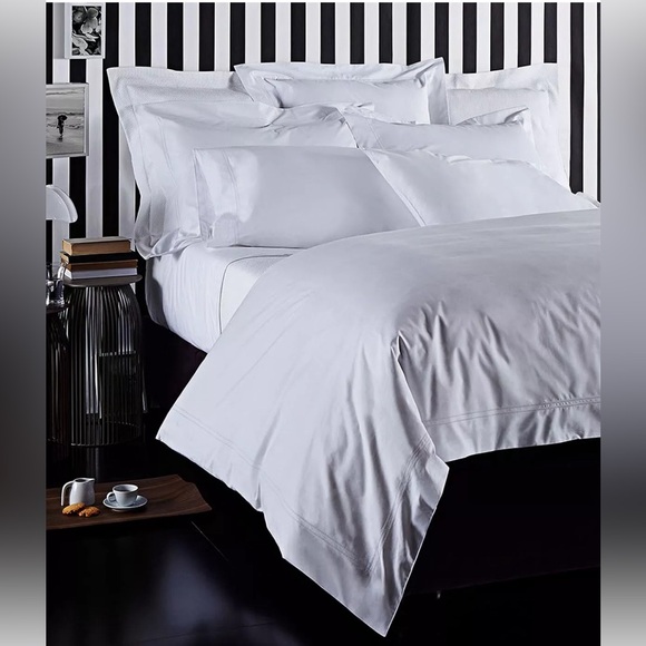 🩷 Frette At Home King duvet cover white EMBROIDERED percale stitch